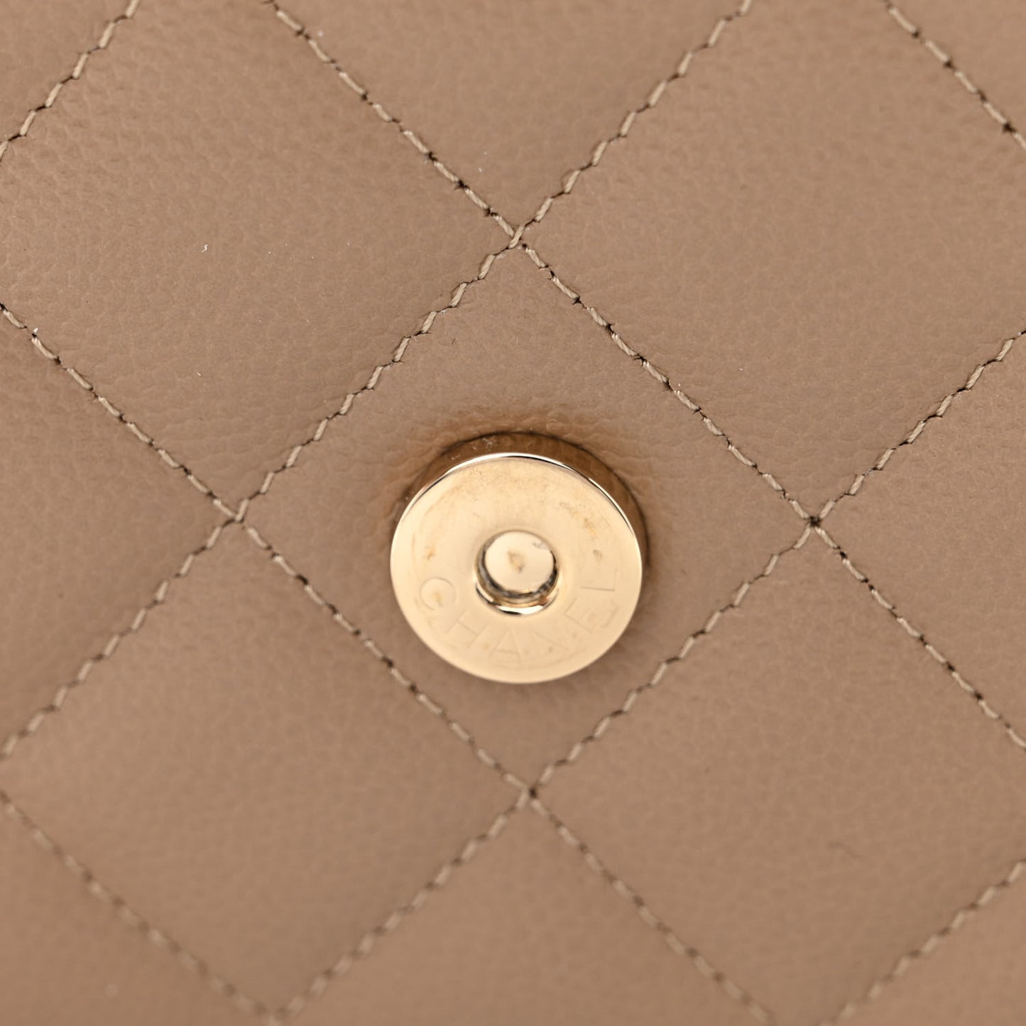 Caviar Quilted Wallet on Chain WOC Dark Beige