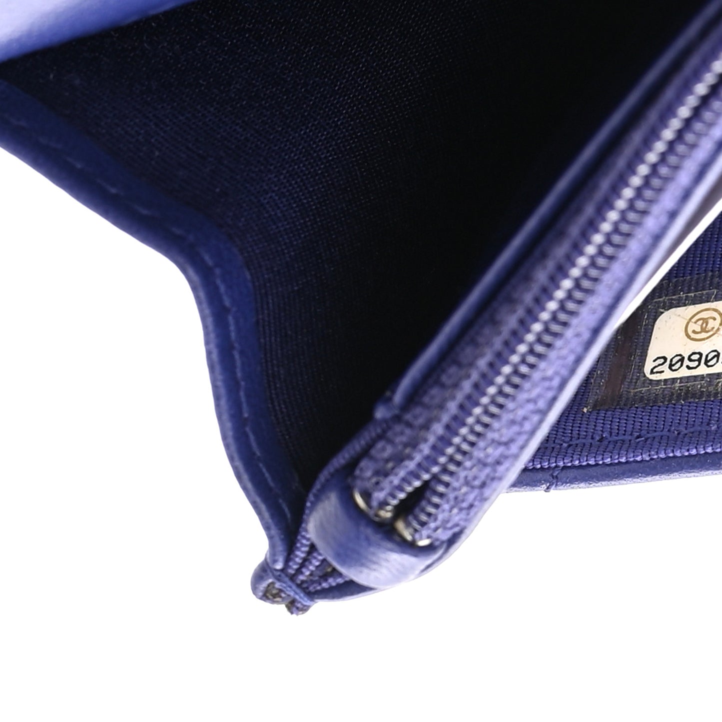 Lambskin Quilted Wallet On Chain WOC Blue