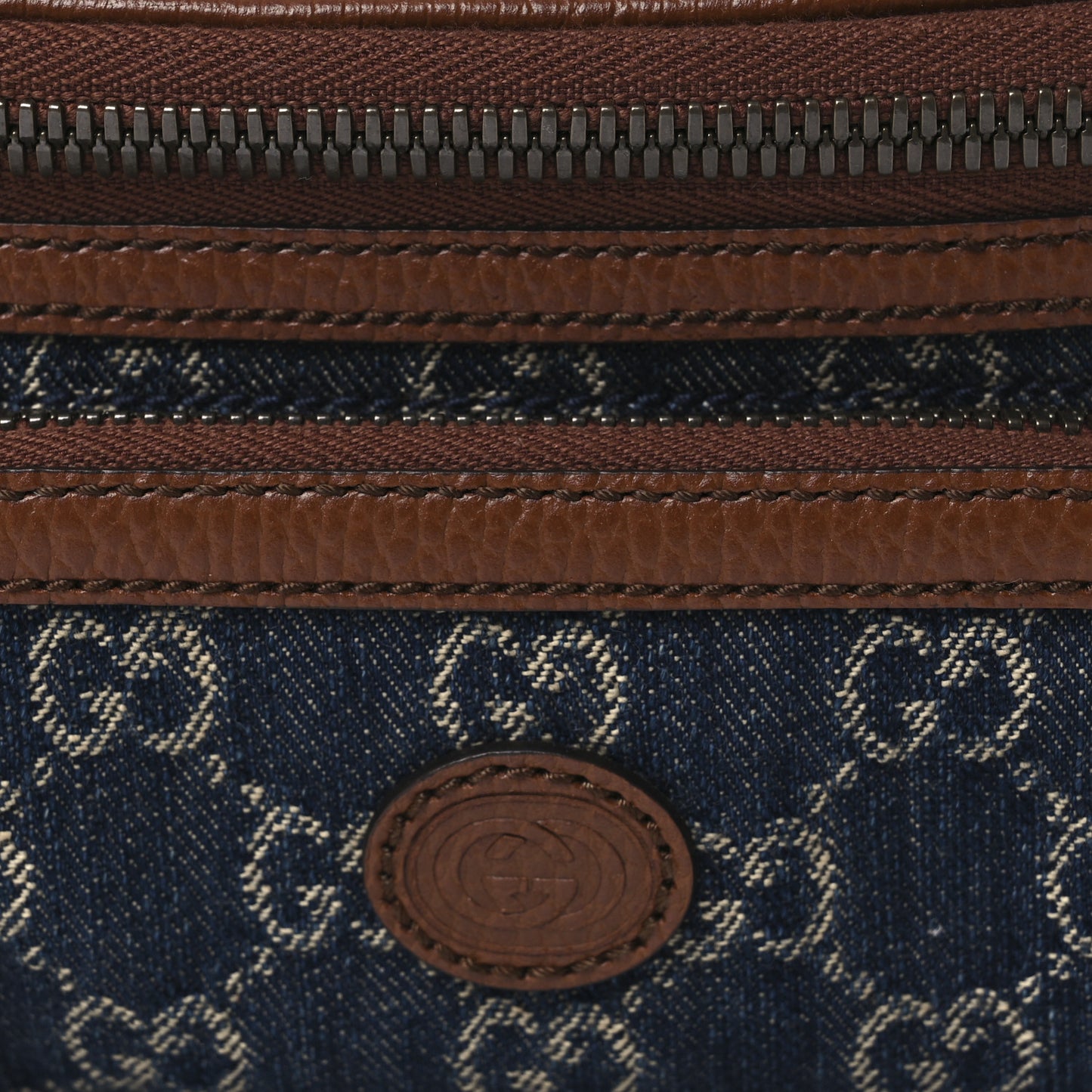 New Denim GG Monogram Dollar Calfskin Web Retro Interlocking G Belt Bag Blue Tea Cuir Epilog