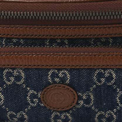 Gucci New Denim GG Monogram Dollar Calfskin Web Retro Interlocking G Belt Bag Blue Tea Cuir Epilog 8 of 10