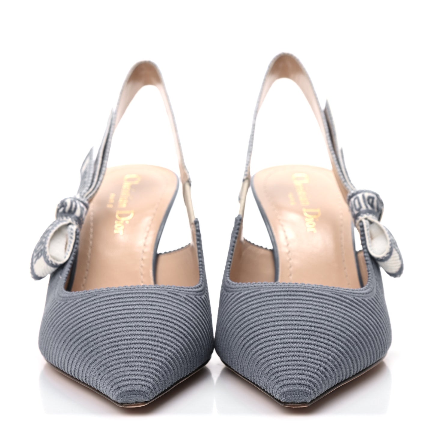 Cotton Ribbon Embroidered J'Adior Slingback 65mm Pumps 37.5 Denim Blue