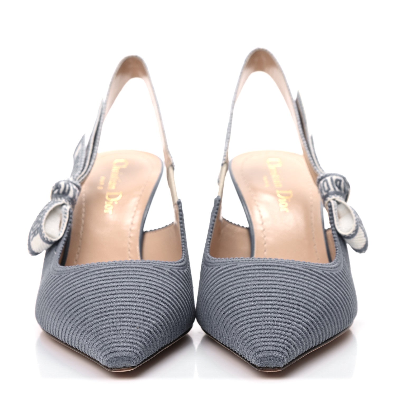 Christian Dior Cotton Ribbon Embroidered J'Adior Slingback 65mm Pumps 37.5 Denim Blue 2 of 13