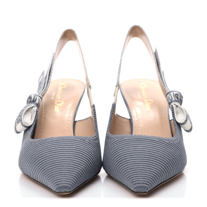 Christian Dior Cotton Ribbon Embroidered J'Adior Slingback 65mm Pumps 37.5 Denim Blue 2 of 13