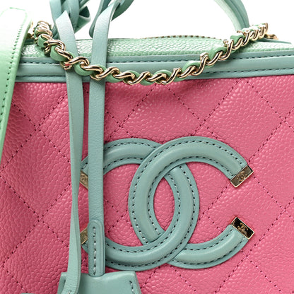 Chanel Caviar Quilted Small CC Filigree Vanity Case Pink Green Blue 14 of 21