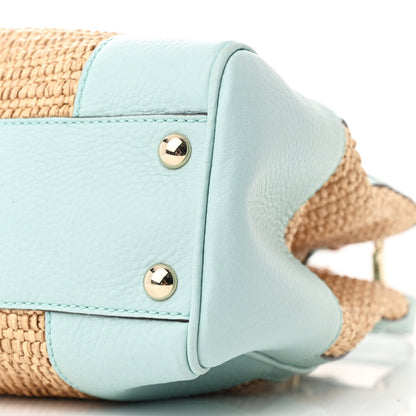 Gucci Raffia Calfskin Small Bamboo Shopper Tote Blue 11 of 11