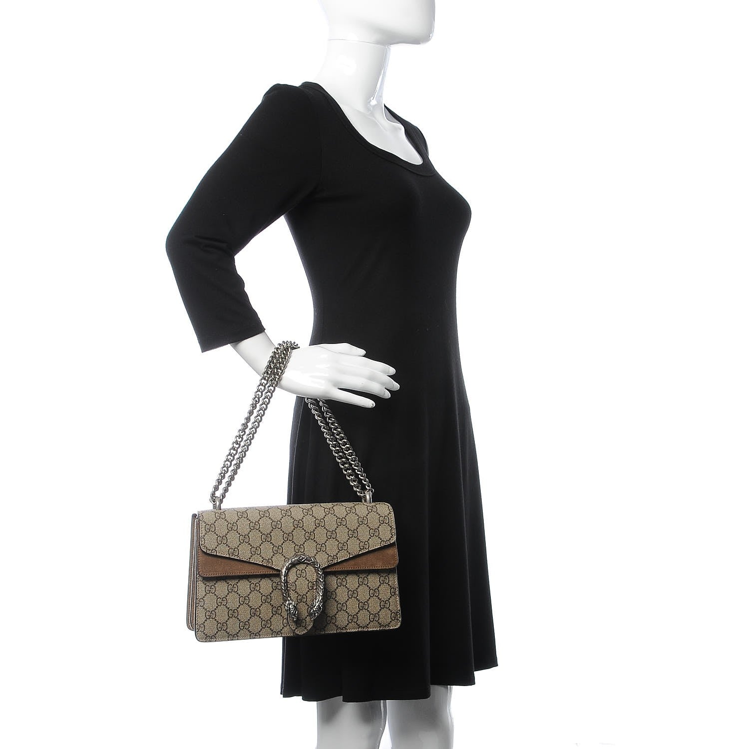 Gucci GG Supreme Monogram Small Dionysus Shoulder Bag Taupe 3 of 8