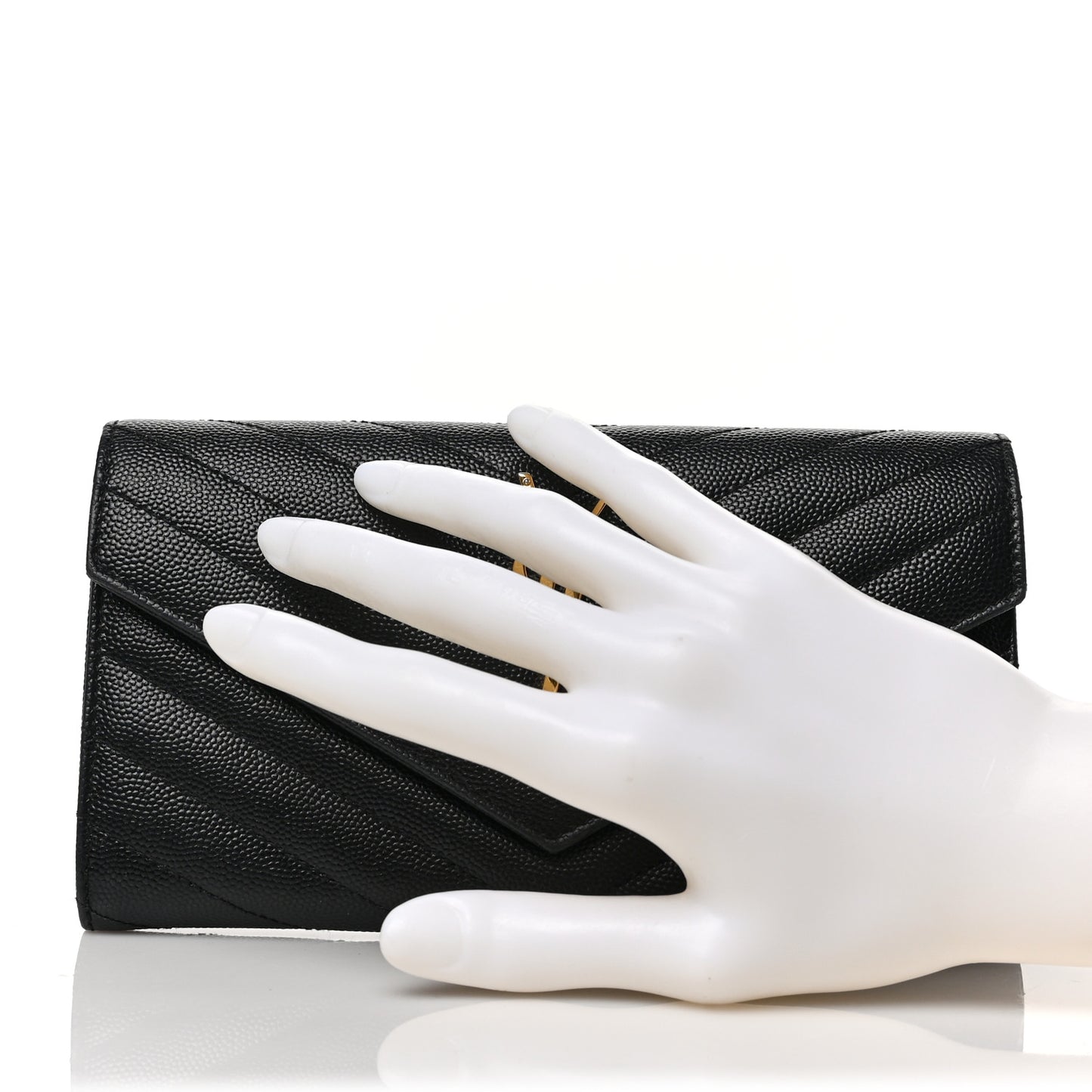 Grain De Poudre Matelasse Chevron Monogram Flap Wallet Black