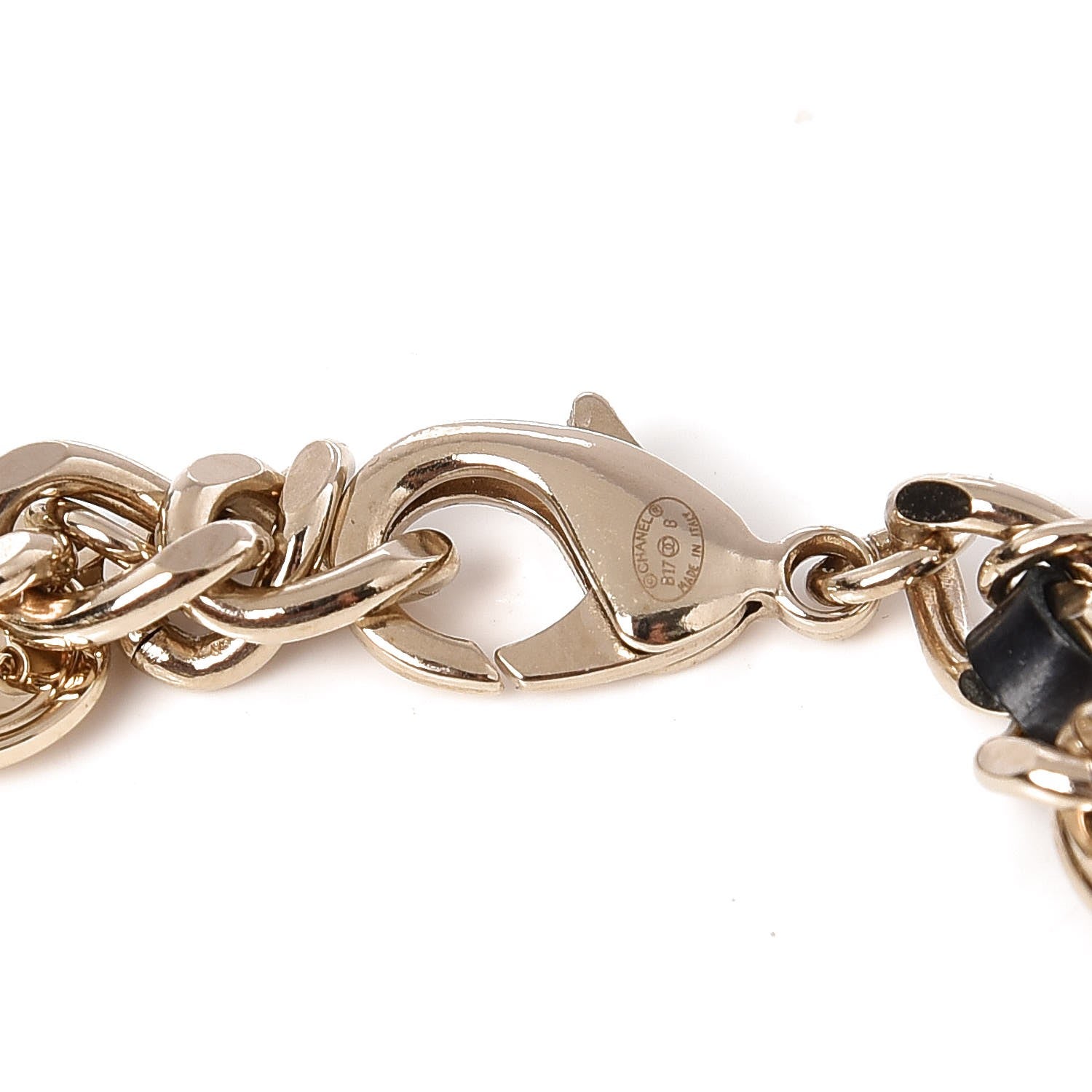 Chanel Lambskin Crystal CC Logo Charming Bracelet Gold Black 3 of 4