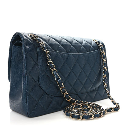 Chanel Caviar Quilted Jumbo Double Flap Dark Blue 3 of 12