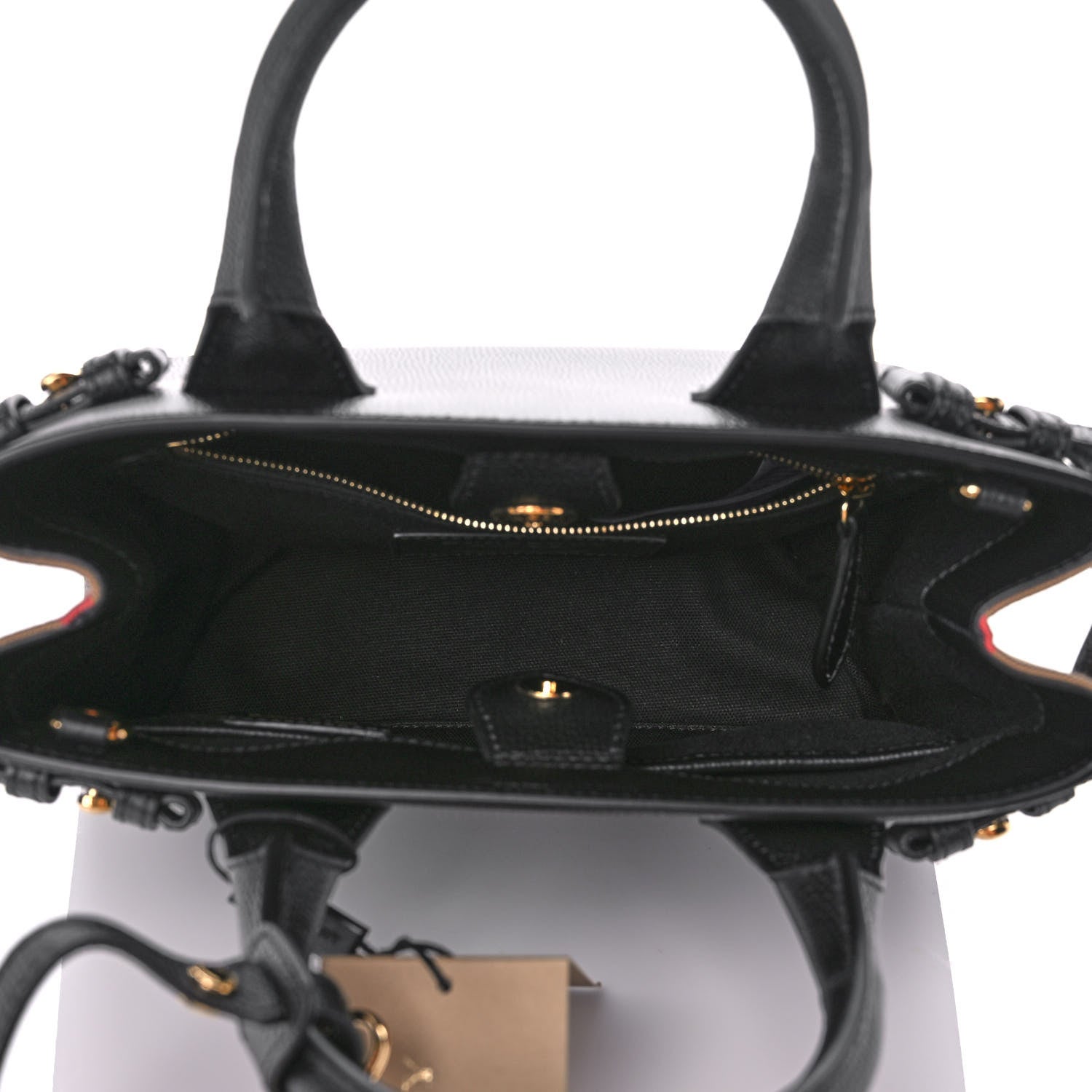 Burberry Grainy Calfskin House Check Small Banner Tote Black 5 of 11