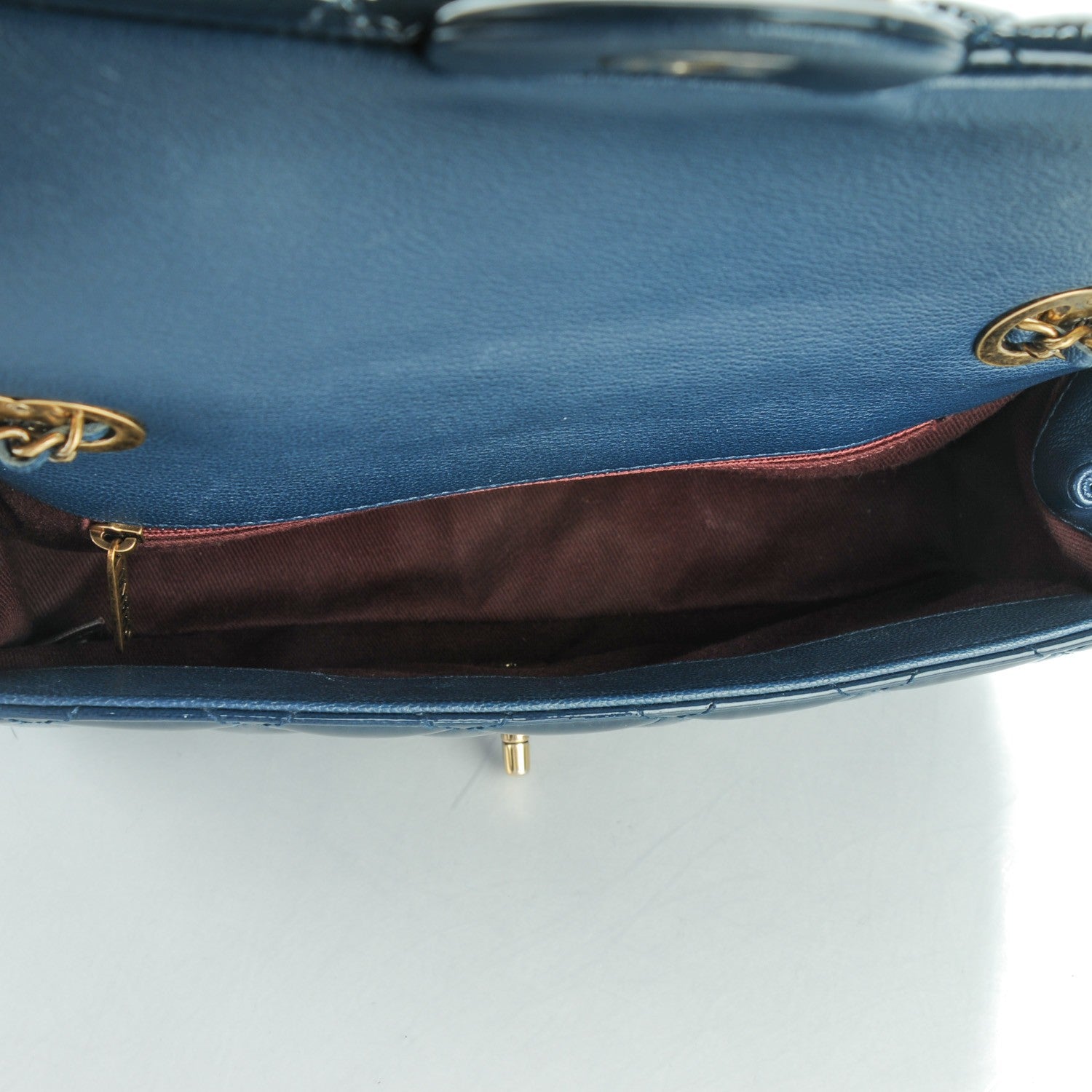 Chanel Patent Goatskin Quilted Medium CC Eyelet Flap Blue 5 of 9