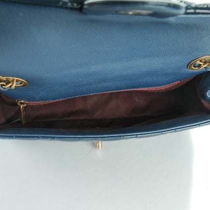 Chanel Patent Goatskin Quilted Medium CC Eyelet Flap Blue 5 of 9