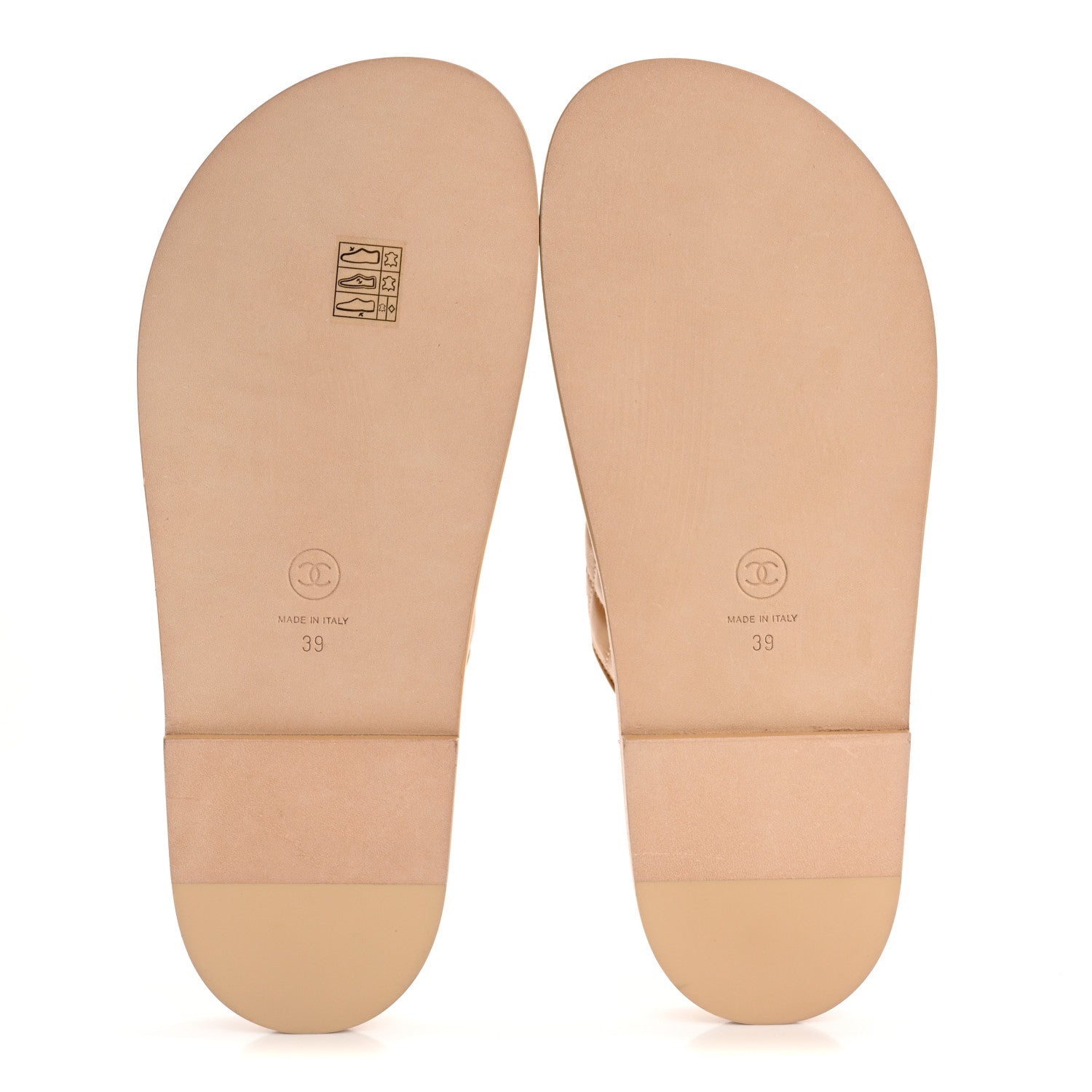 Chanel Lambskin Quilted Velcro Dad Chain CC Slide Sandals 39 Beige 6 of 10