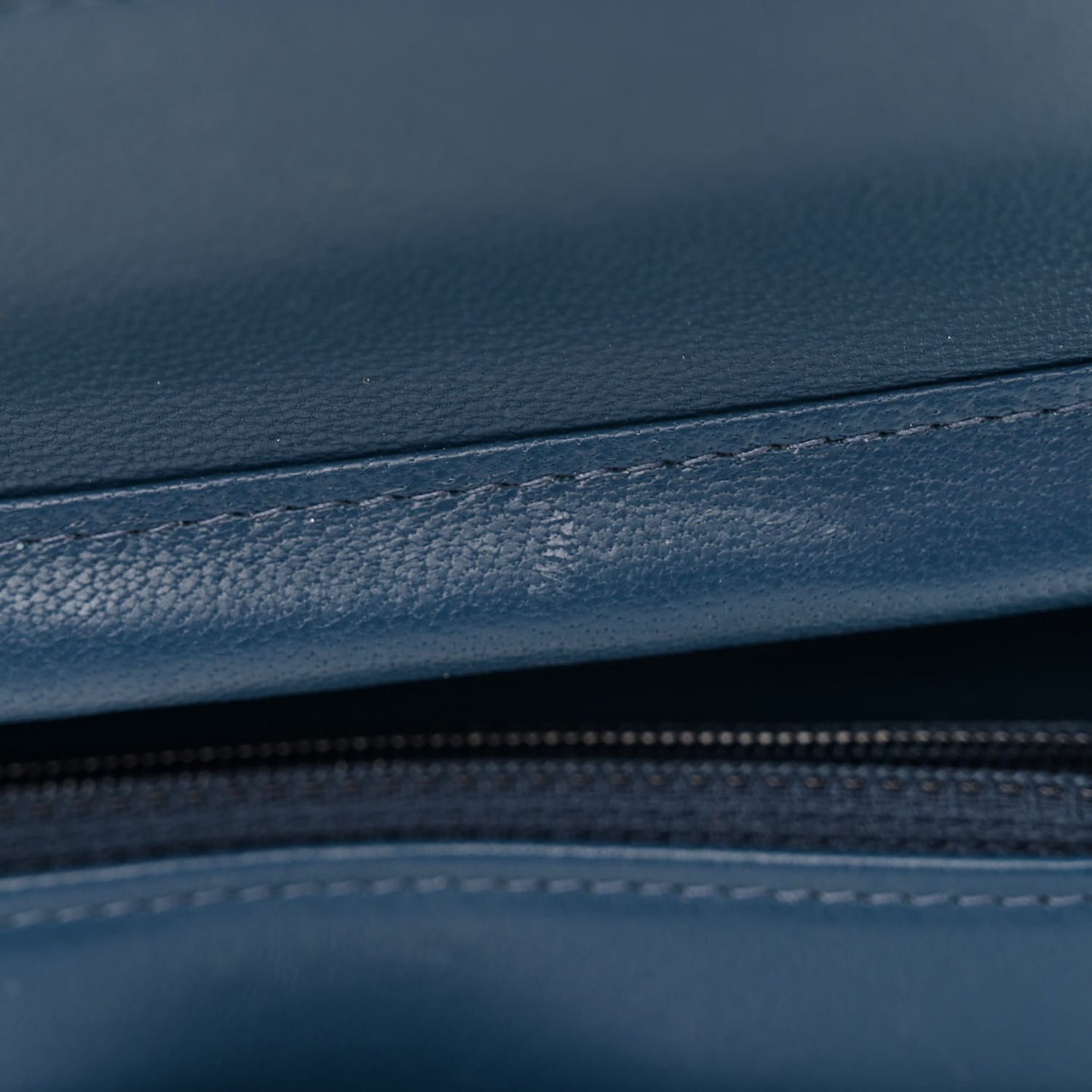 Lambskin Chevron Quilted Stitched Wallet On Chain WOC Blue