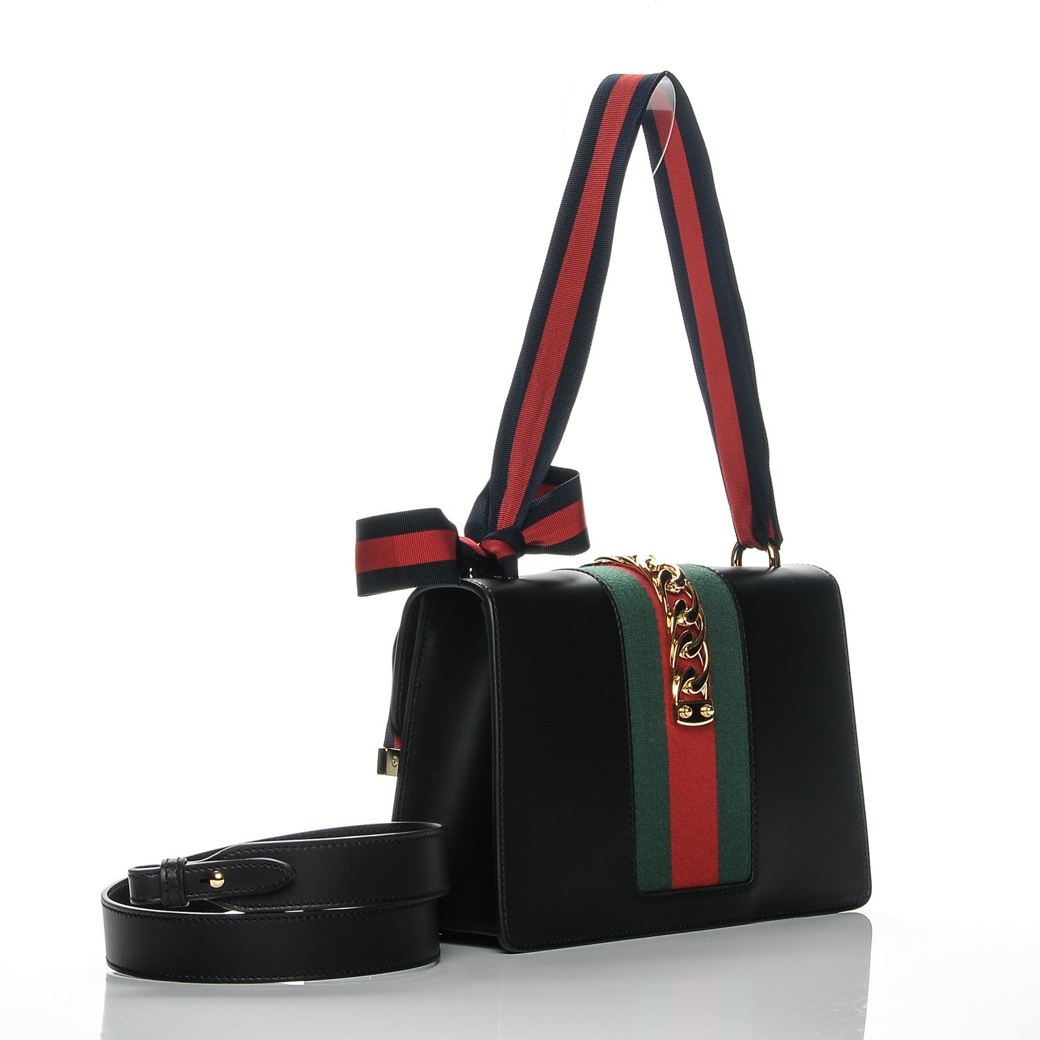 Gucci Calfskin Small Sylvie Shoulder Bag Black 4 of 9