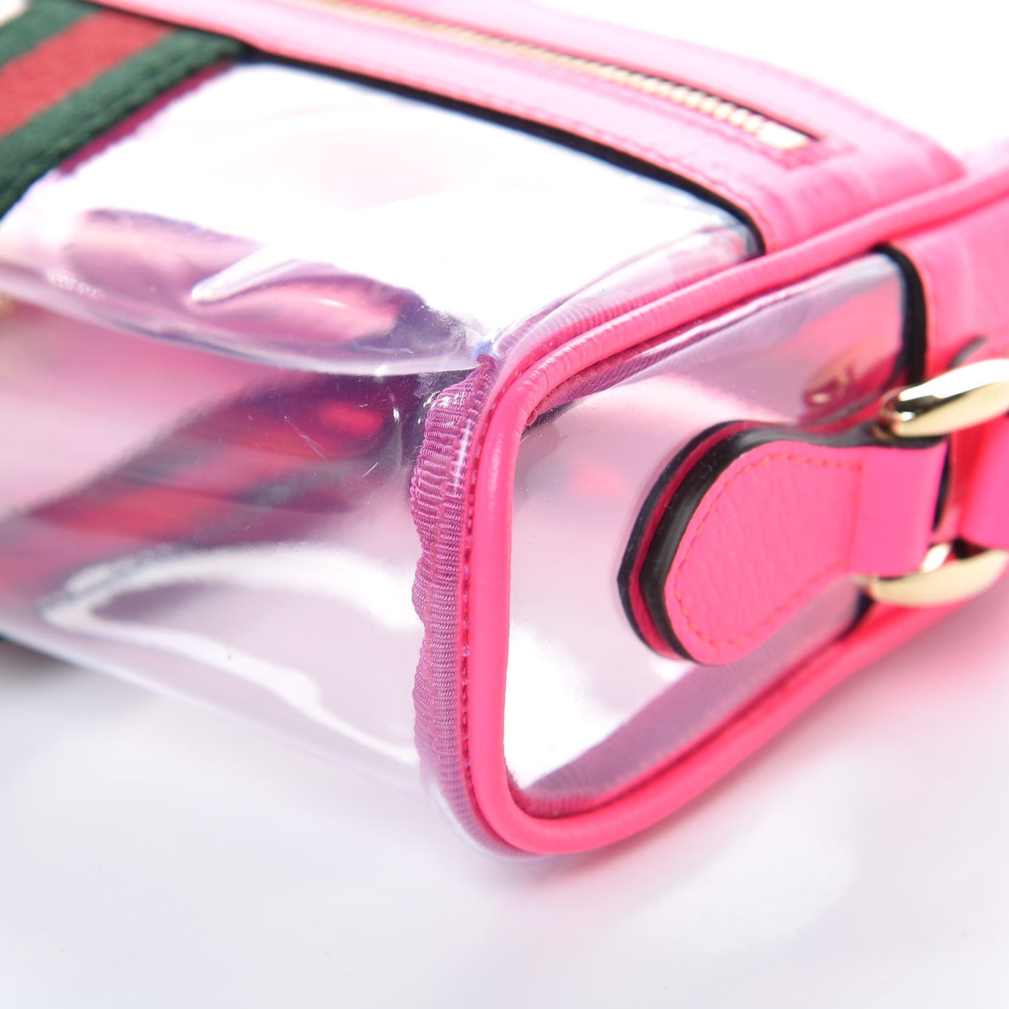 Vinyl Web Mini Ophidia Transparent Shoulder Bag Fluorescent Fuchsia