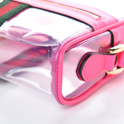 Gucci Vinyl Web Mini Ophidia Transparent Shoulder Bag Fluorescent Fuchsia 6 of 9