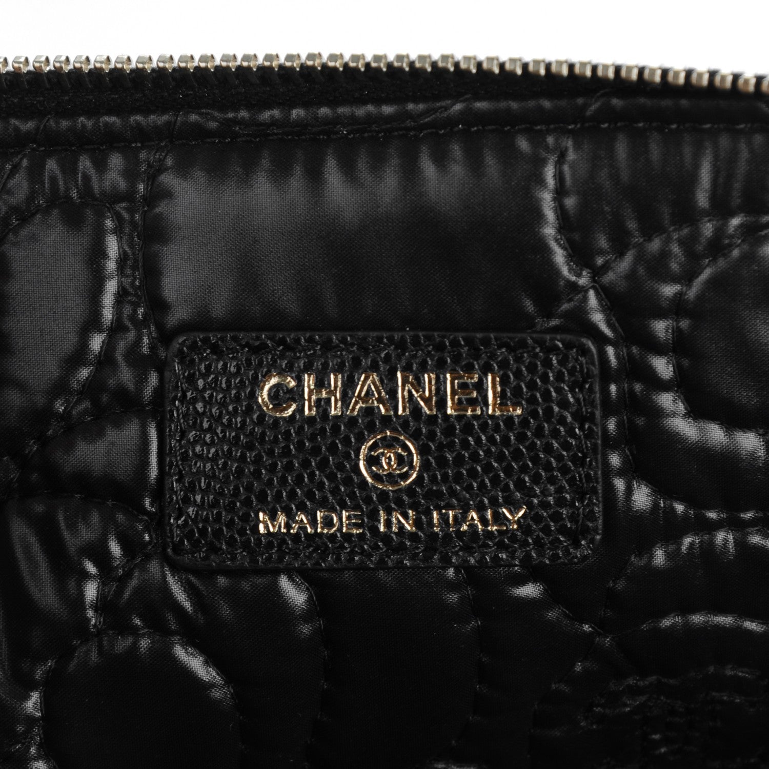 Chanel Caviar Camellia Embossed Medium Cosmetic Case Black 6 of 7