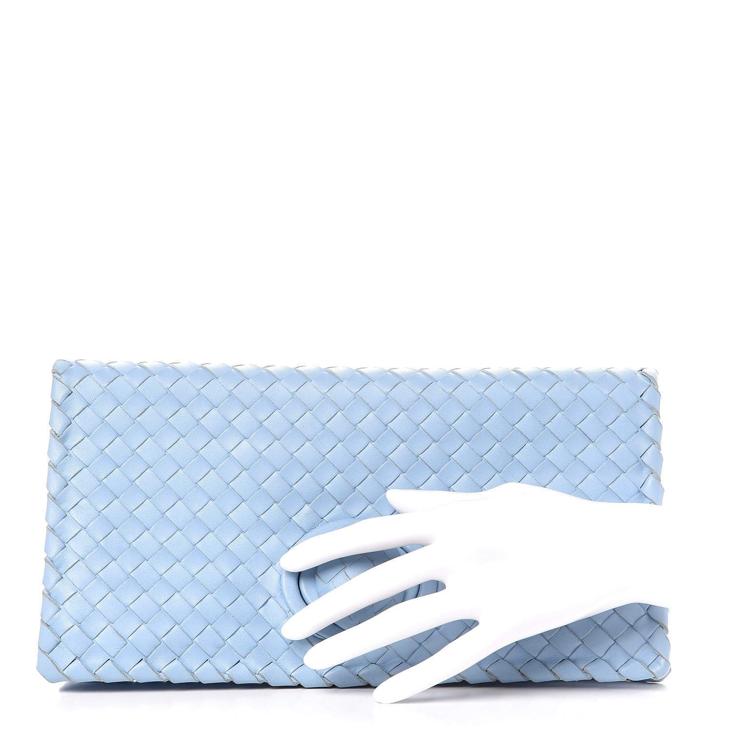 Bottega Veneta Nappa Intrecciato Turnlock Clutch Light Blue 2 of 8
