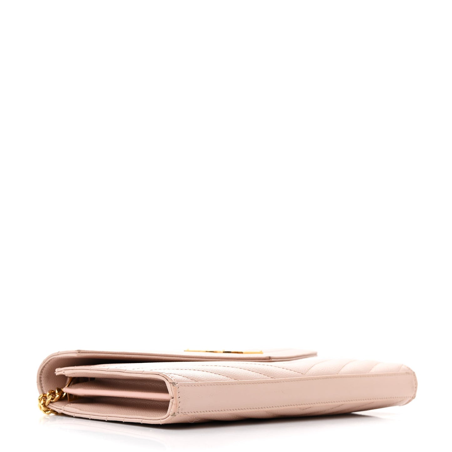Grain De Poudre Matelasse Chevron Monogram Chain Wallet Pale Pink