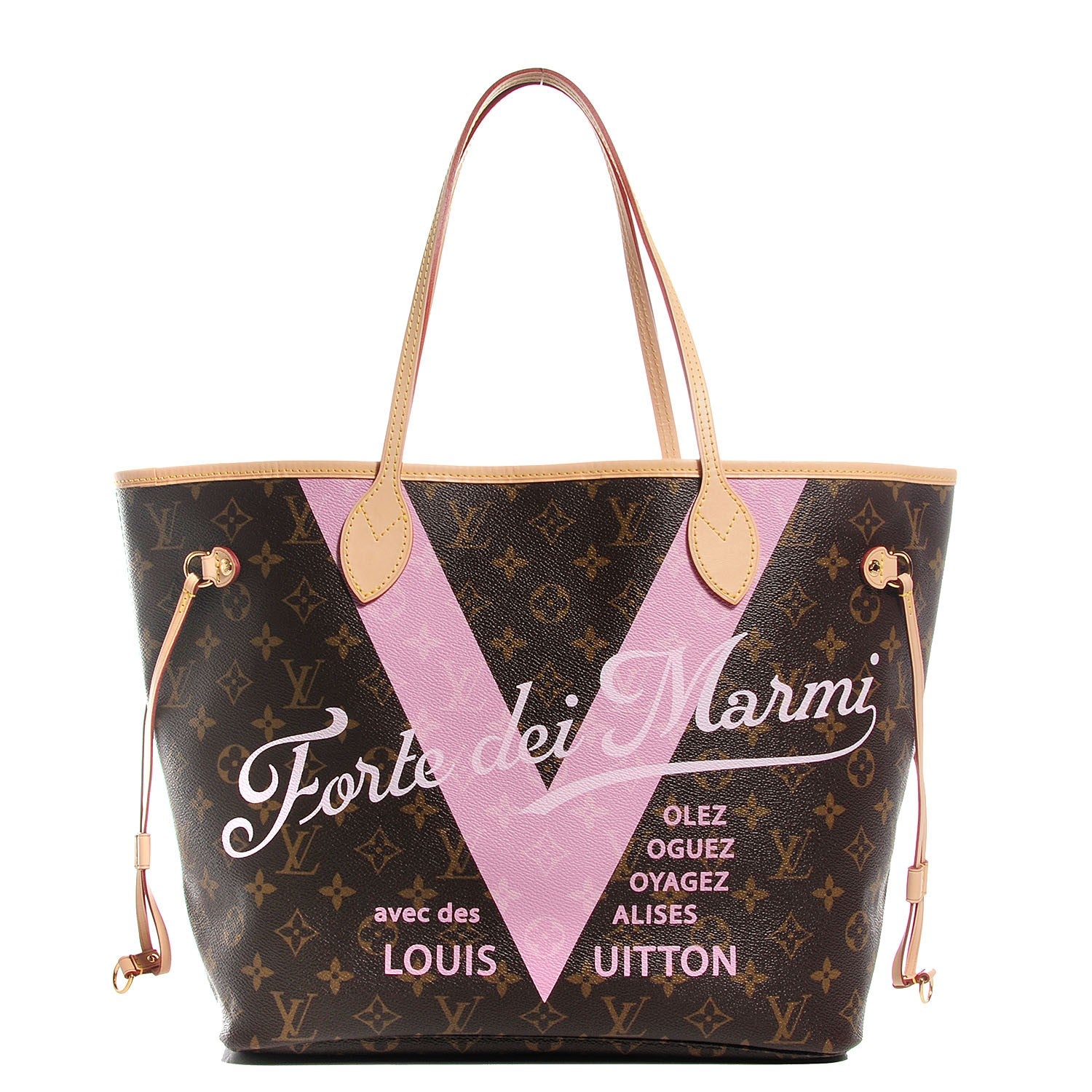 Louis Vuitton Monogram Forte Dei Marmi V Neverfull MM Rose Ballerine 3 of 8