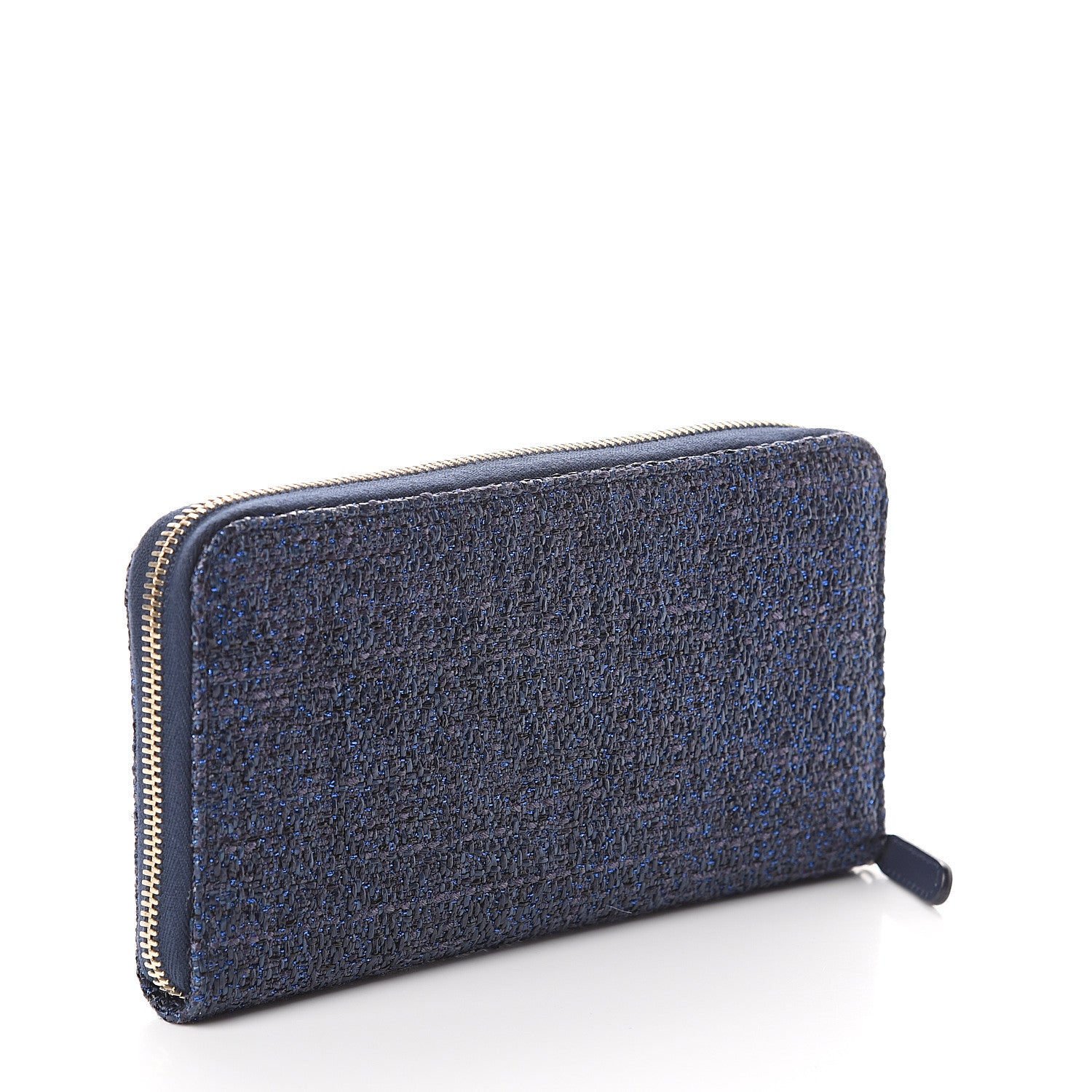 Chanel Canvas Deauville Large Zip Around Wallet Dark Blue 2 of 7
