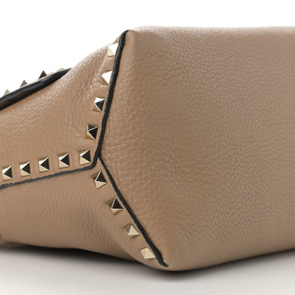 Valentino Garavani Pebbled Calfskin Rockstud Single Handle Flap Bag Beige 8 of 13