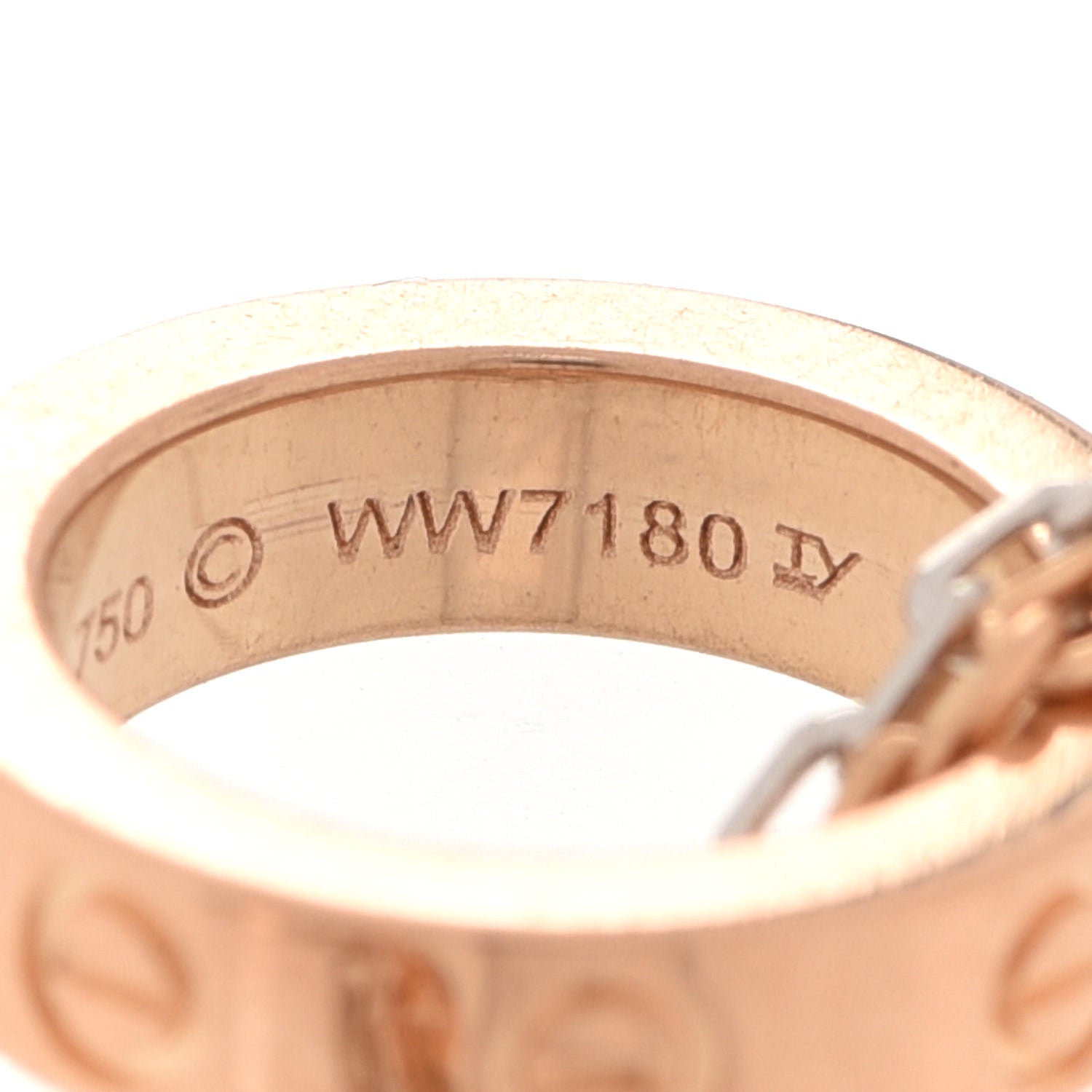 Cartier 18K White Pink Gold Diamond Three Ring LOVE Pendant Necklace 5 of 9