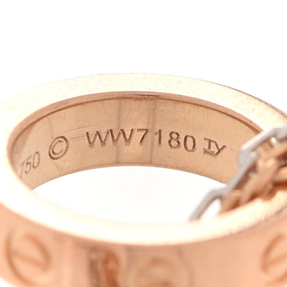 Cartier 18K White Pink Gold Diamond Three Ring LOVE Pendant Necklace 5 of 9