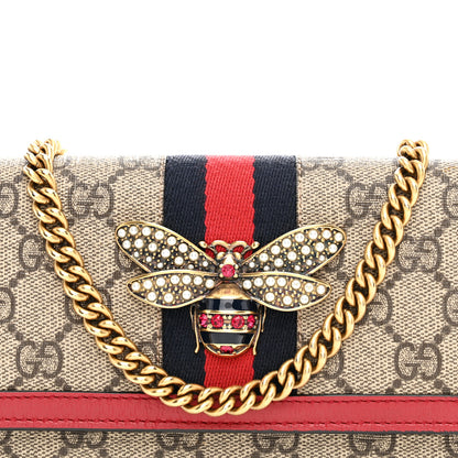 Gucci GG Supreme Monogram Web Queen Margaret Chain Wallet Red 7 of 9
