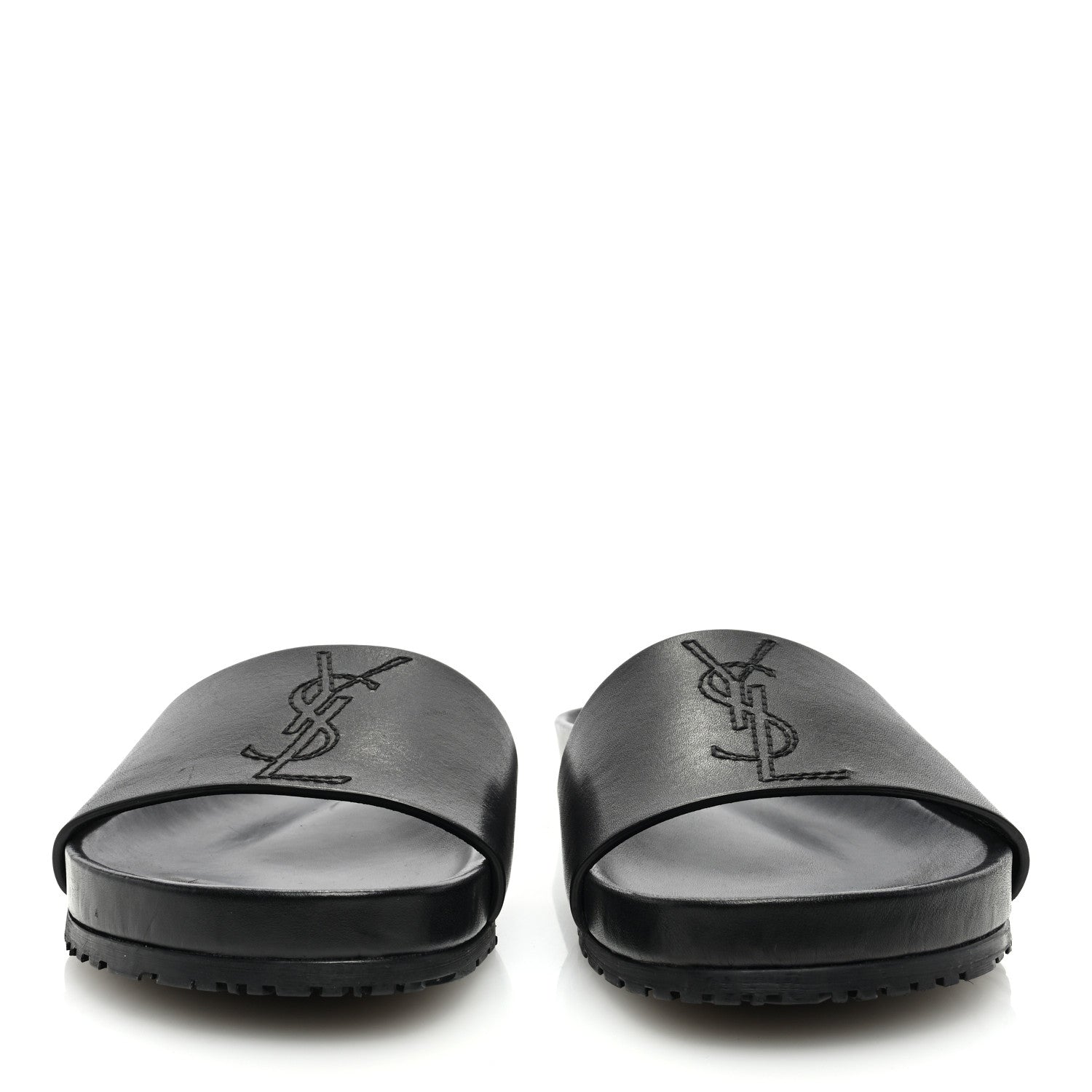 Saint Laurent Calfskin Monogram Jimmy Joan Slide Sandals 43 Black 3 of 9