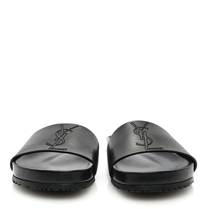 Saint Laurent Calfskin Monogram Jimmy Joan Slide Sandals 43 Black 3 of 9