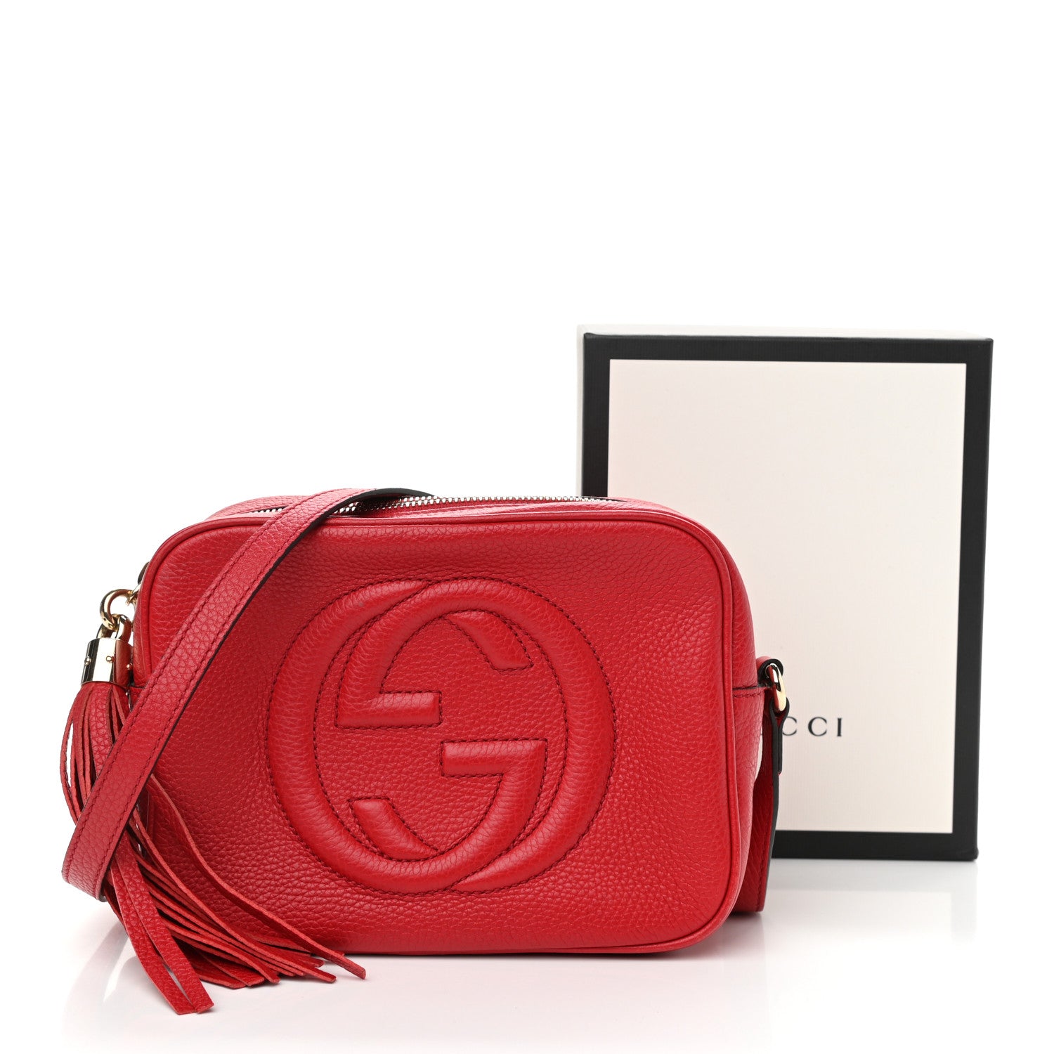 Gucci Pebbled Calfskin Small Soho Disco Bag Tabasco Red 13 of 13