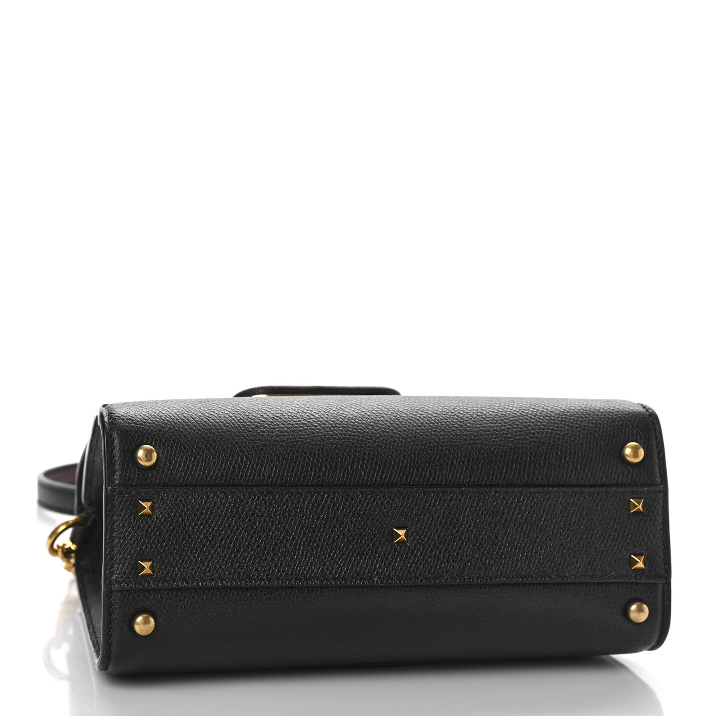Grainy Calfskin Small VSling Top Handle Bag Black