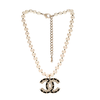 Chanel Lambskin Pearl Crystal Vintage Allure CC Short Necklace Gold 3 of 5