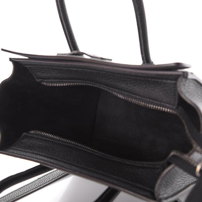 Celine Drummed Calfskin Nano Luggage Black 5 of 7
