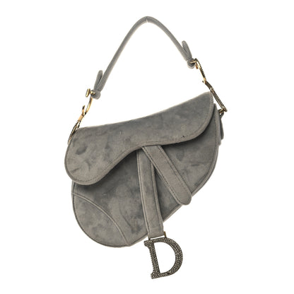Christian Dior Velvet Crystal Mini Saddle Bag Grey 1 of 10
