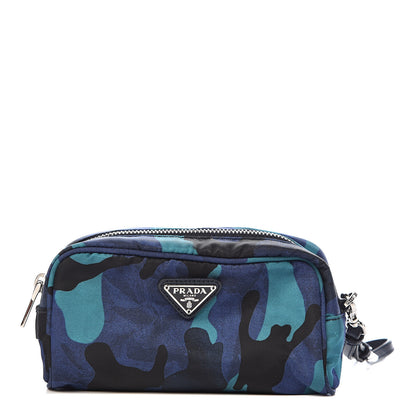 Prada Tessuto Nylon Camouflage Cosmetic Pouch Royal 1 of 6