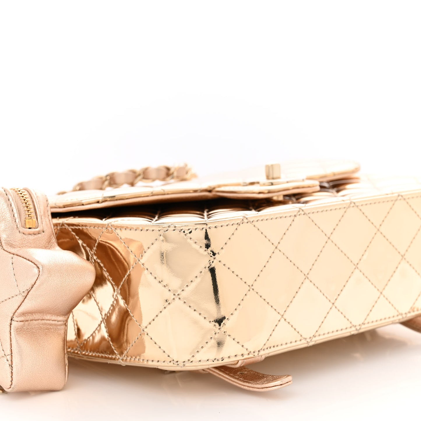 Mirror Calfskin Metallic Calfskin Quilted Hollywood Boulevard Backpack With Coin Purse Gold