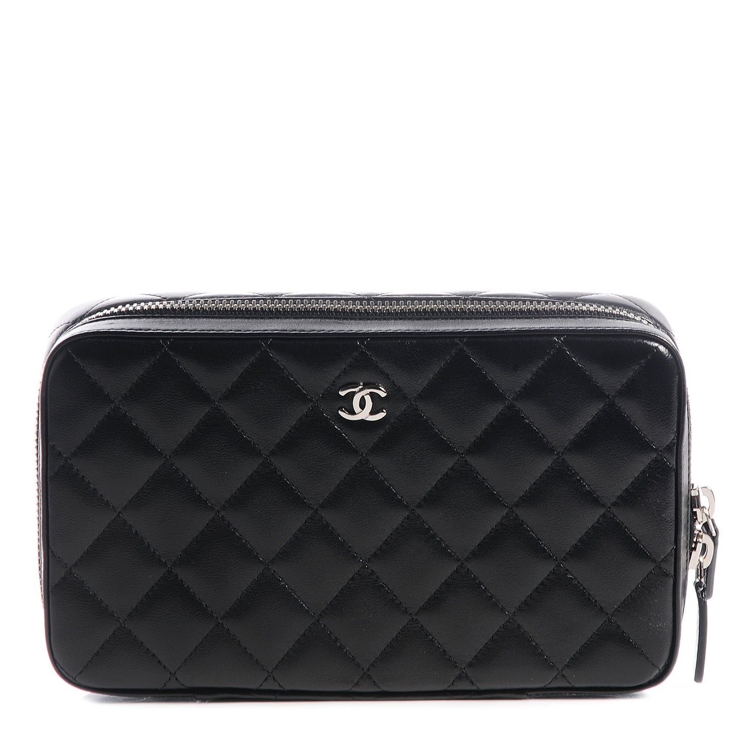 Lambskin Quilted Jewelry Case Black