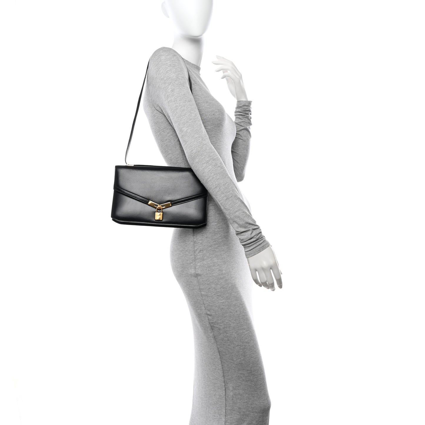 Box Kelly Cadena Lock Shoulder Bag Black