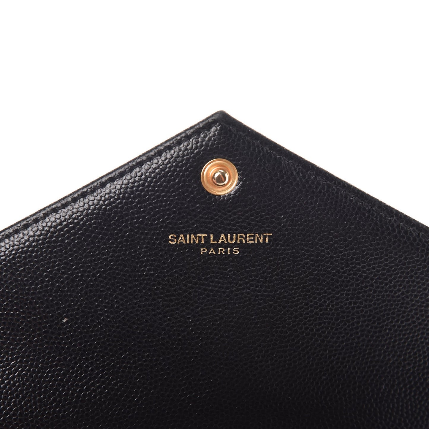 Grain De Poudre Matelasse Chevron Monogram Envelope Chain Wallet Black