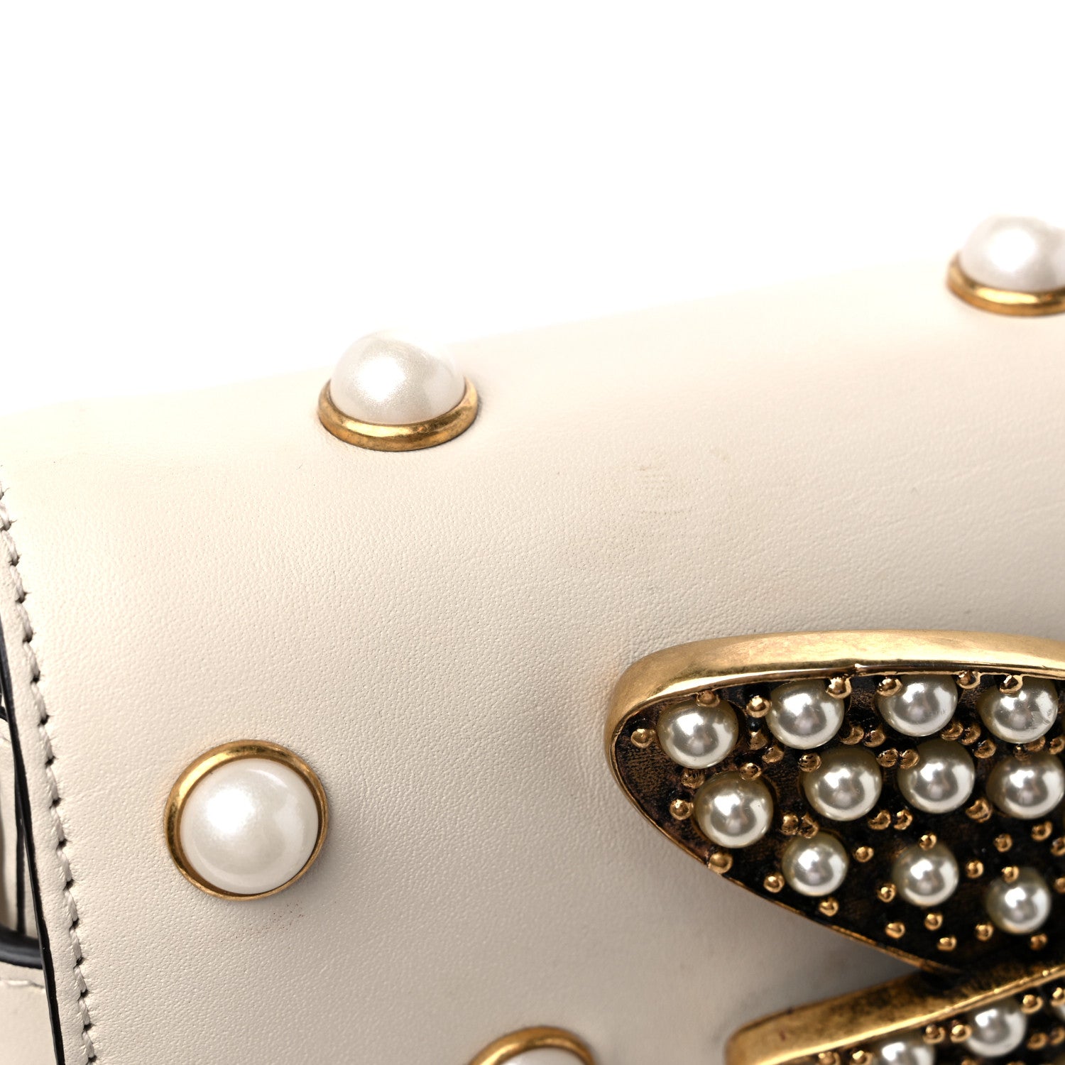Gucci Nappa Pearl Studded Mini Queen Margaret Broadway Shoulder Bag Mystic White 13 of 14