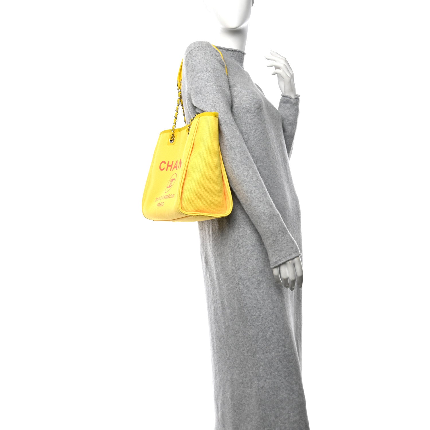 Chanel Mixed Fibers Small Deauville Tote Yellow Orange 2 of 11