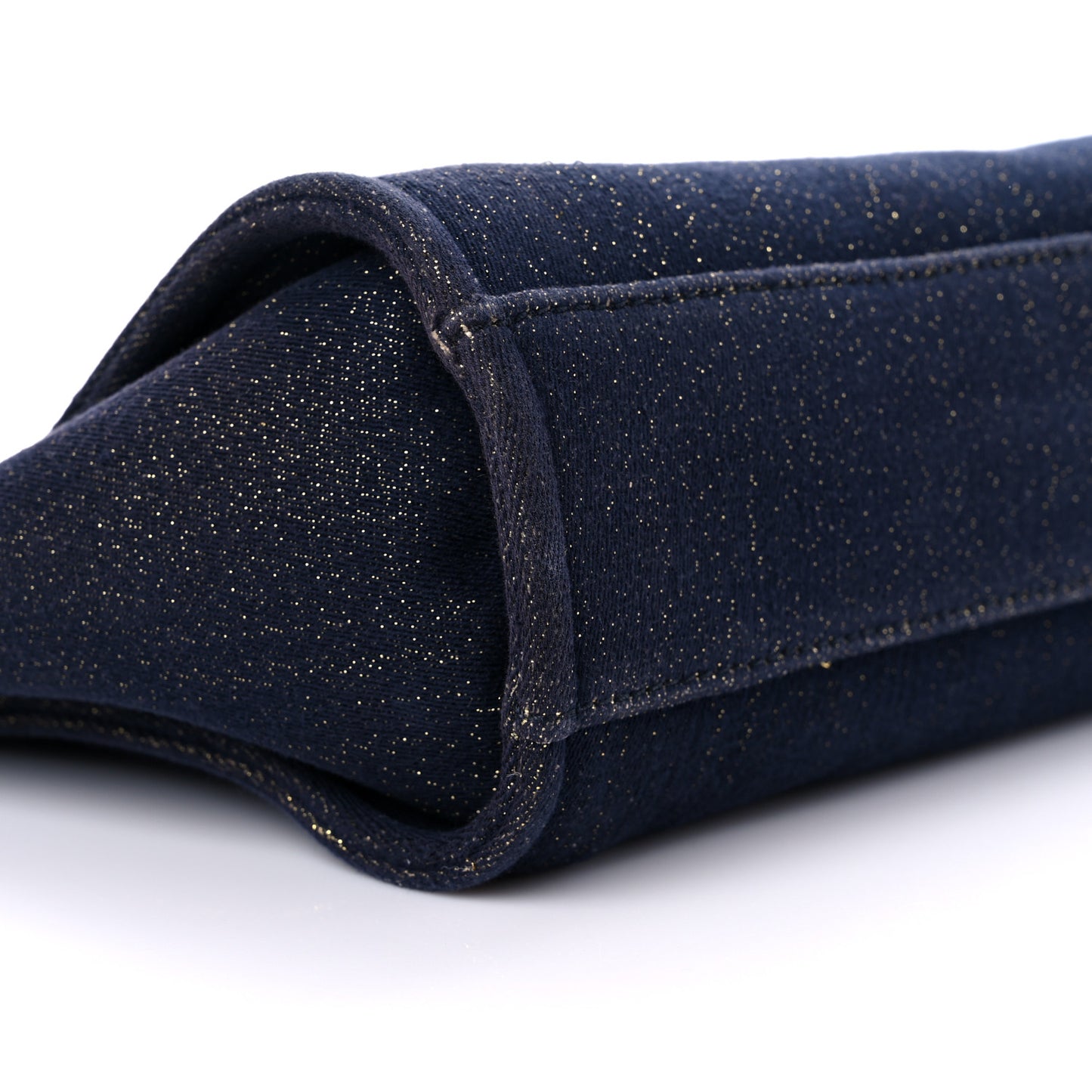 Lurex Canvas Small Deauville Tote Navy Blue Gold