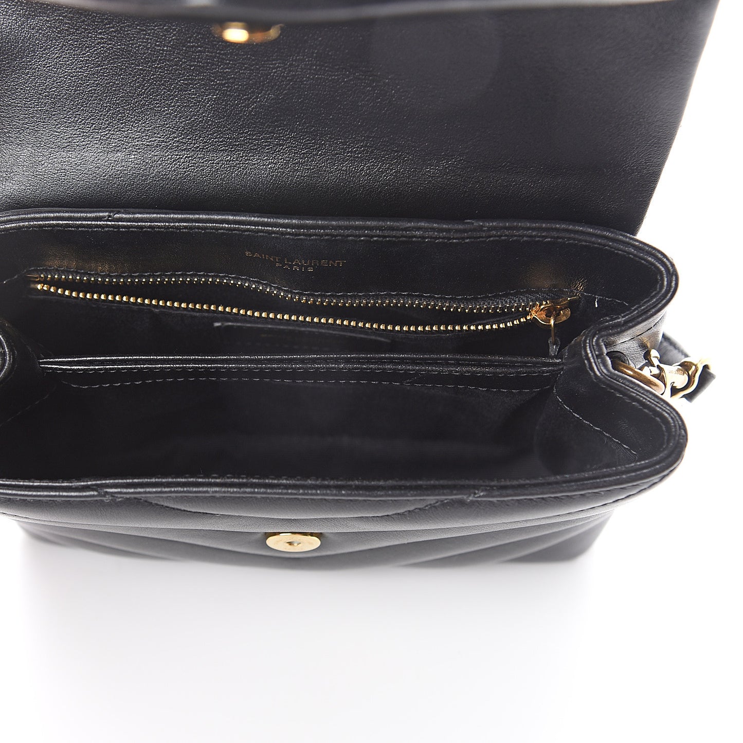 Calfskin Y Quilted Monogram Toy Loulou Crossbody Bag Black