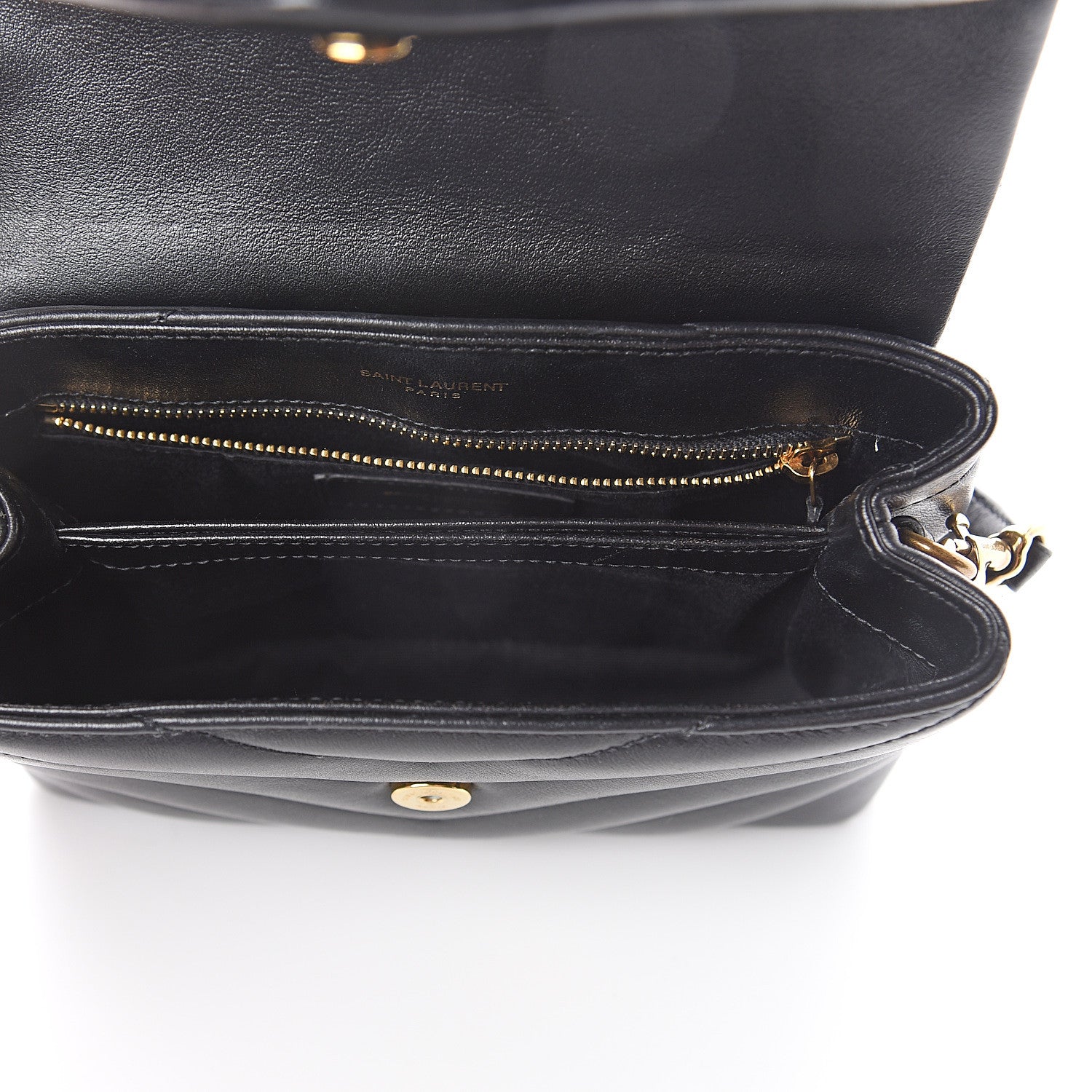 Saint Laurent Calfskin Y Quilted Monogram Toy Loulou Crossbody Bag Black 4 of 8