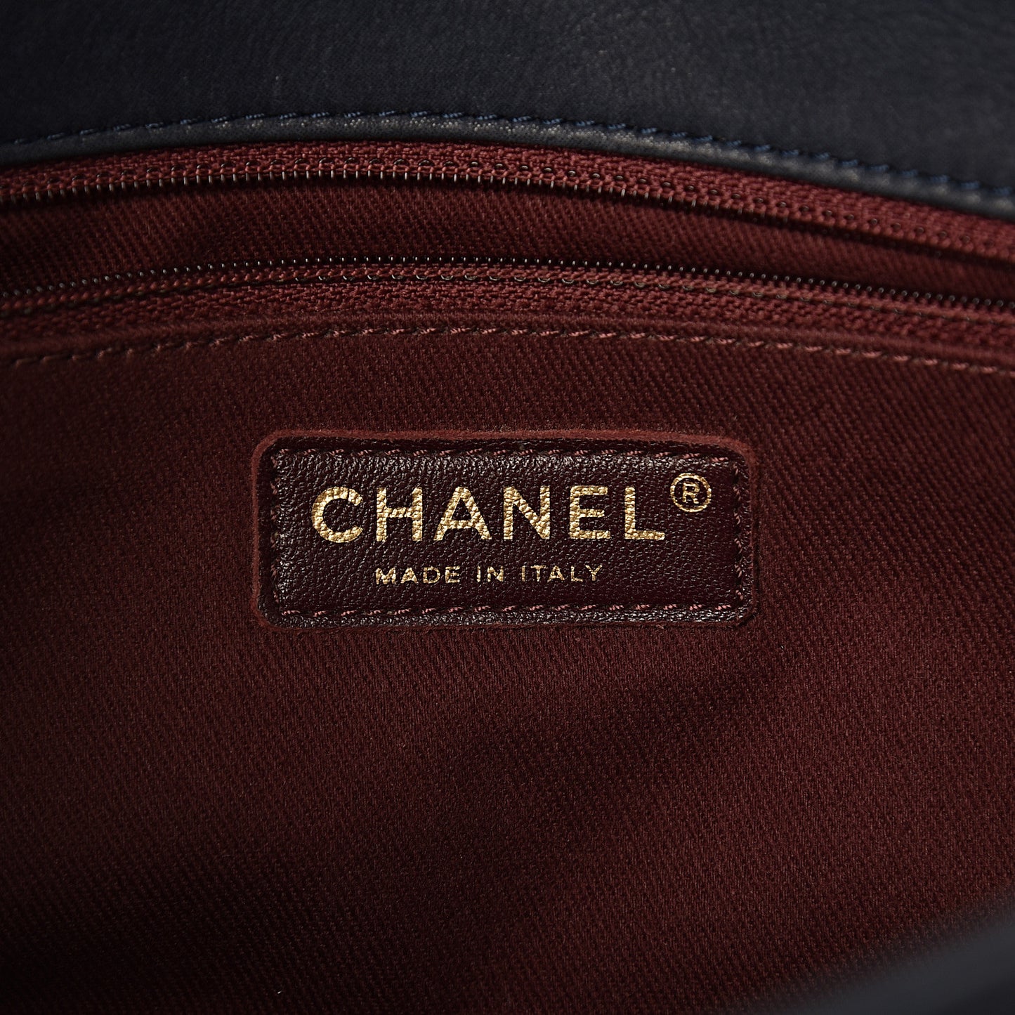 Calfskin Stitched Two Tone Flap Blue