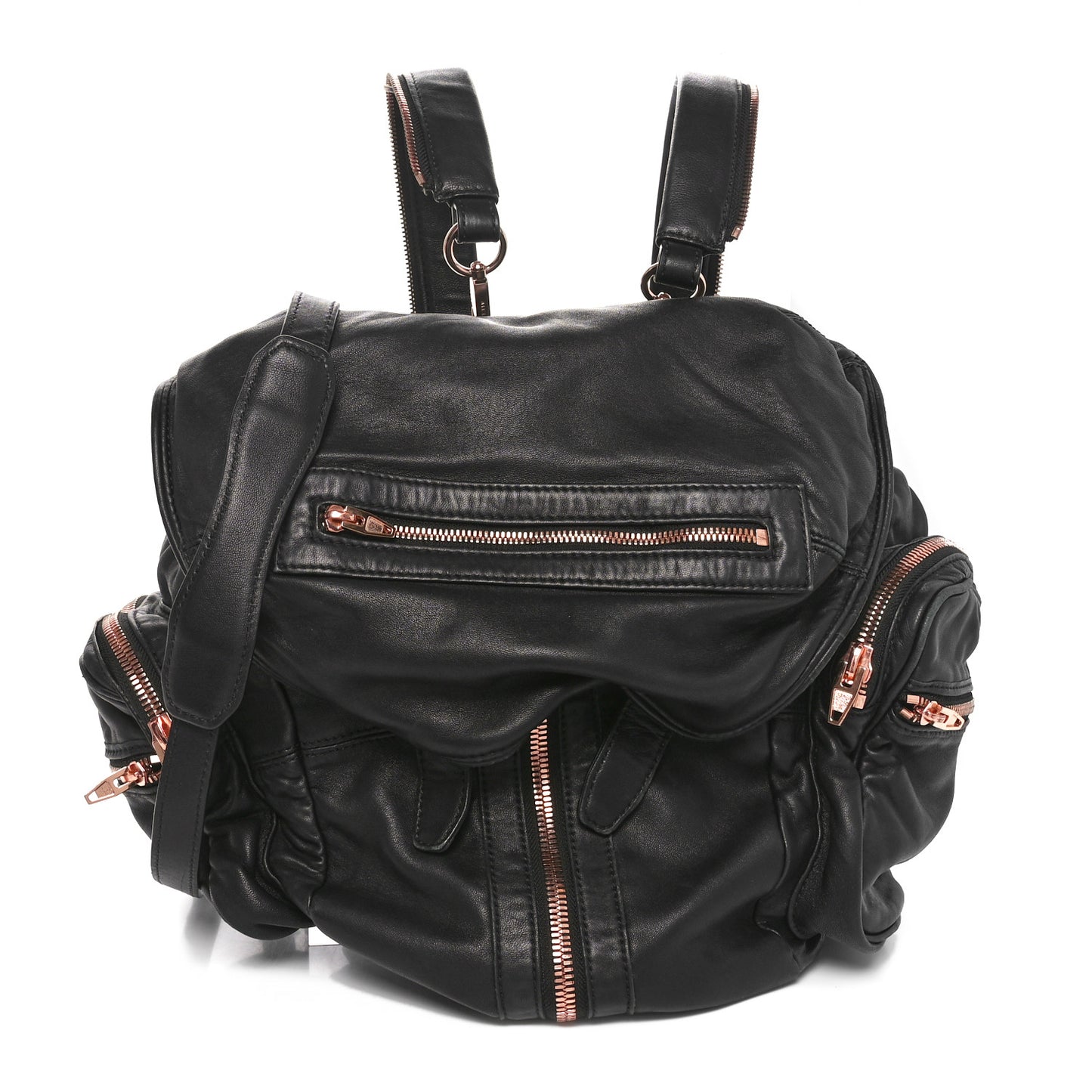 Lambskin Marti Backpack Bag Washed Black Rose Gold Hardware