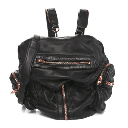 Alexander Wang Lambskin Marti Backpack Bag Washed Black Rose Gold Hardware 1 of 9